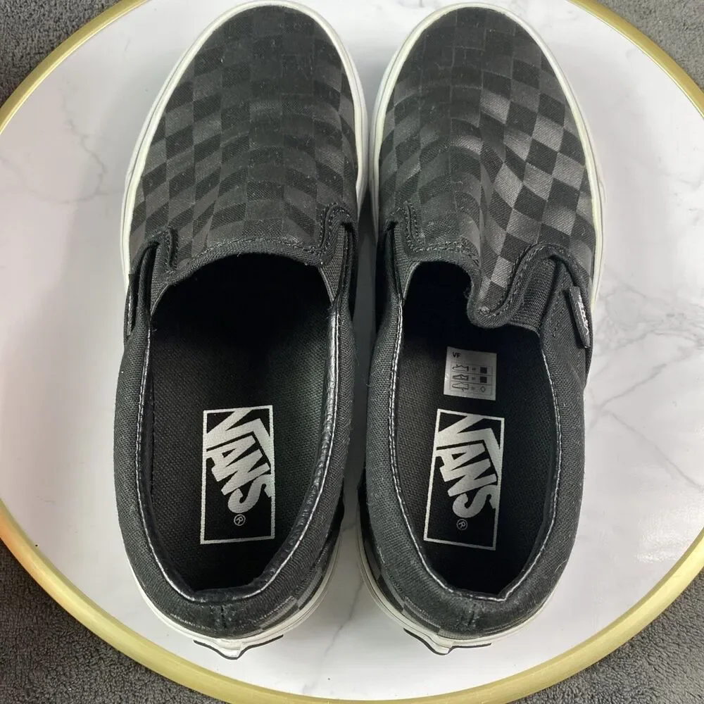 Vans Classic Slip-On Checkerboard Black White Men 6 Women 7.5 VN000EYE276 NEW